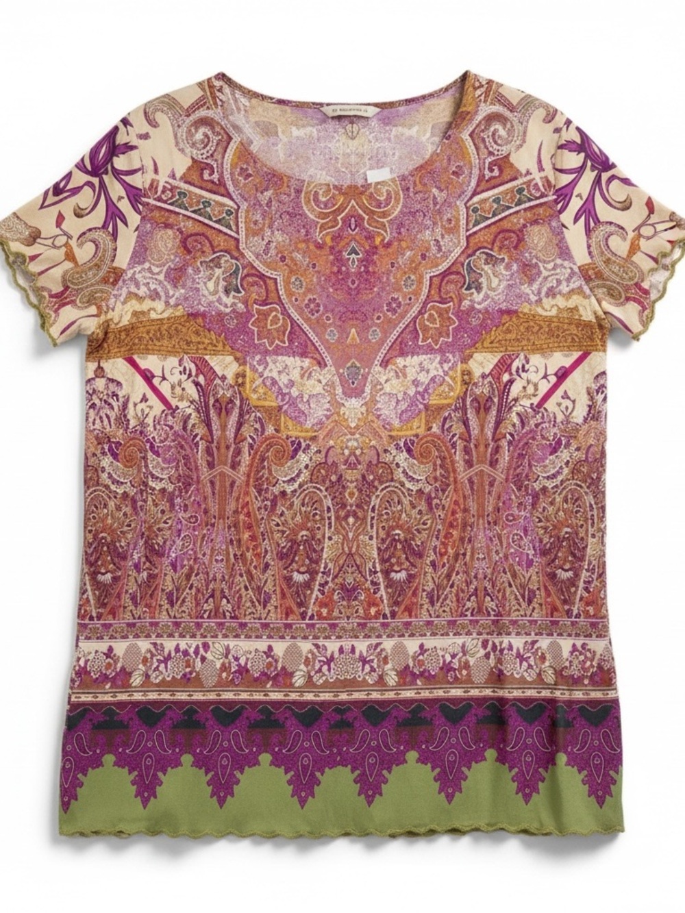 Soft Surroundings Luciana Persian Boho Green Purple Pullover Green Purple NEW L